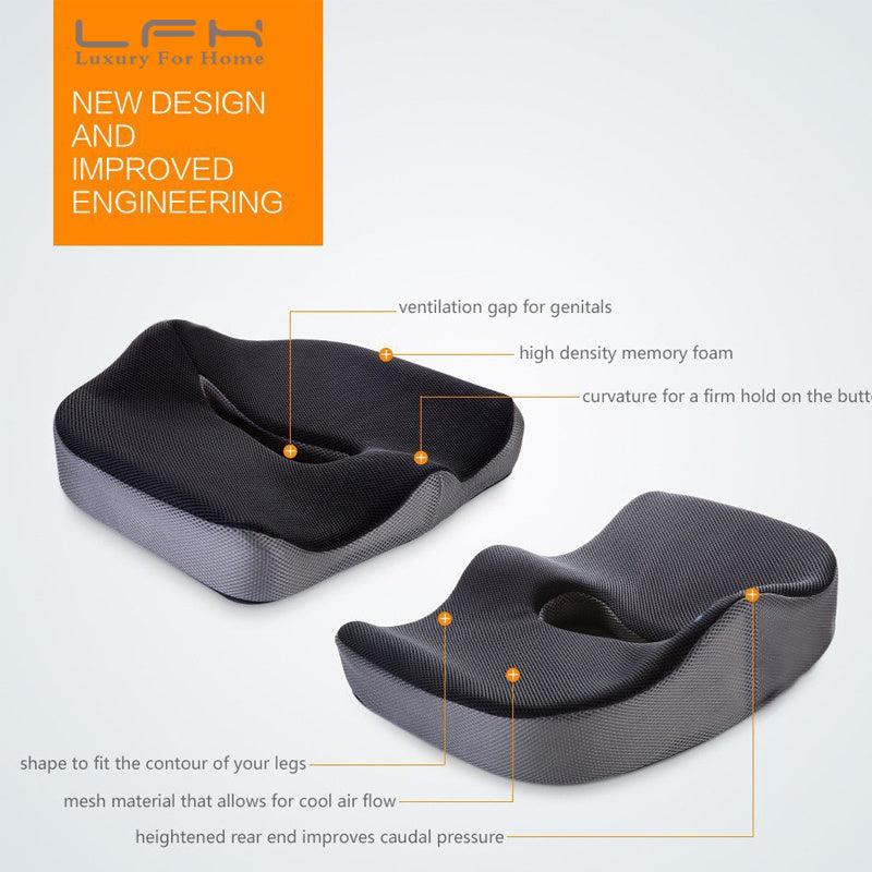 Coccyx Orthopedic Comfortable Memory Foam Chair Car Seat Cushion for Lower Back