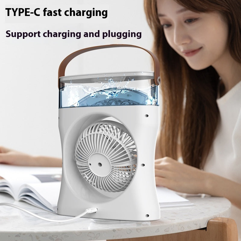 Portable Mini Humidifier Fan Water Spraying Fan Rechargeable Air Cooler