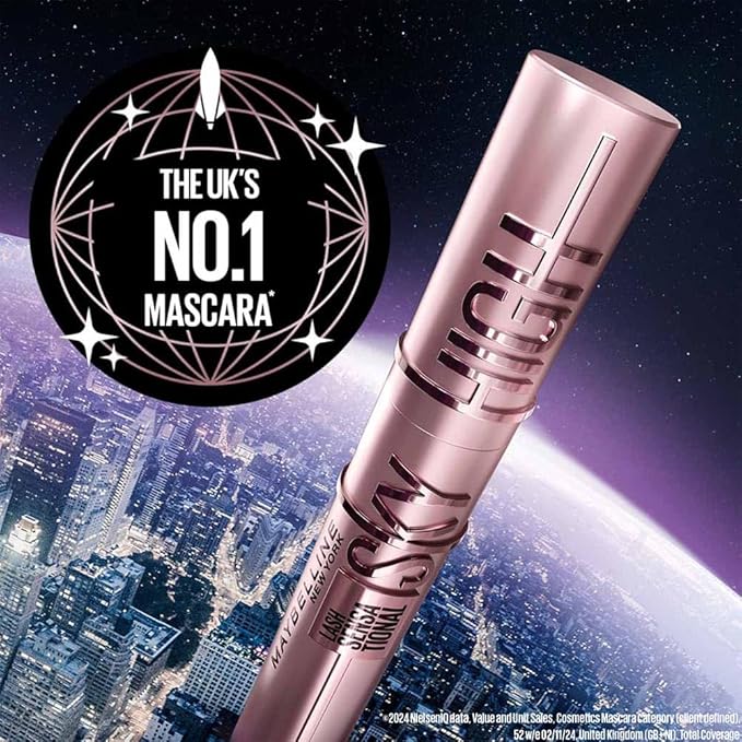 Maybelline Lash Sensational Sky High Mascara, Volumising & Lengthening Mascara, Washable Flake-Free Formula Infused with Bamboo Extract & Fibres, 7.2 ml, Shade: 01