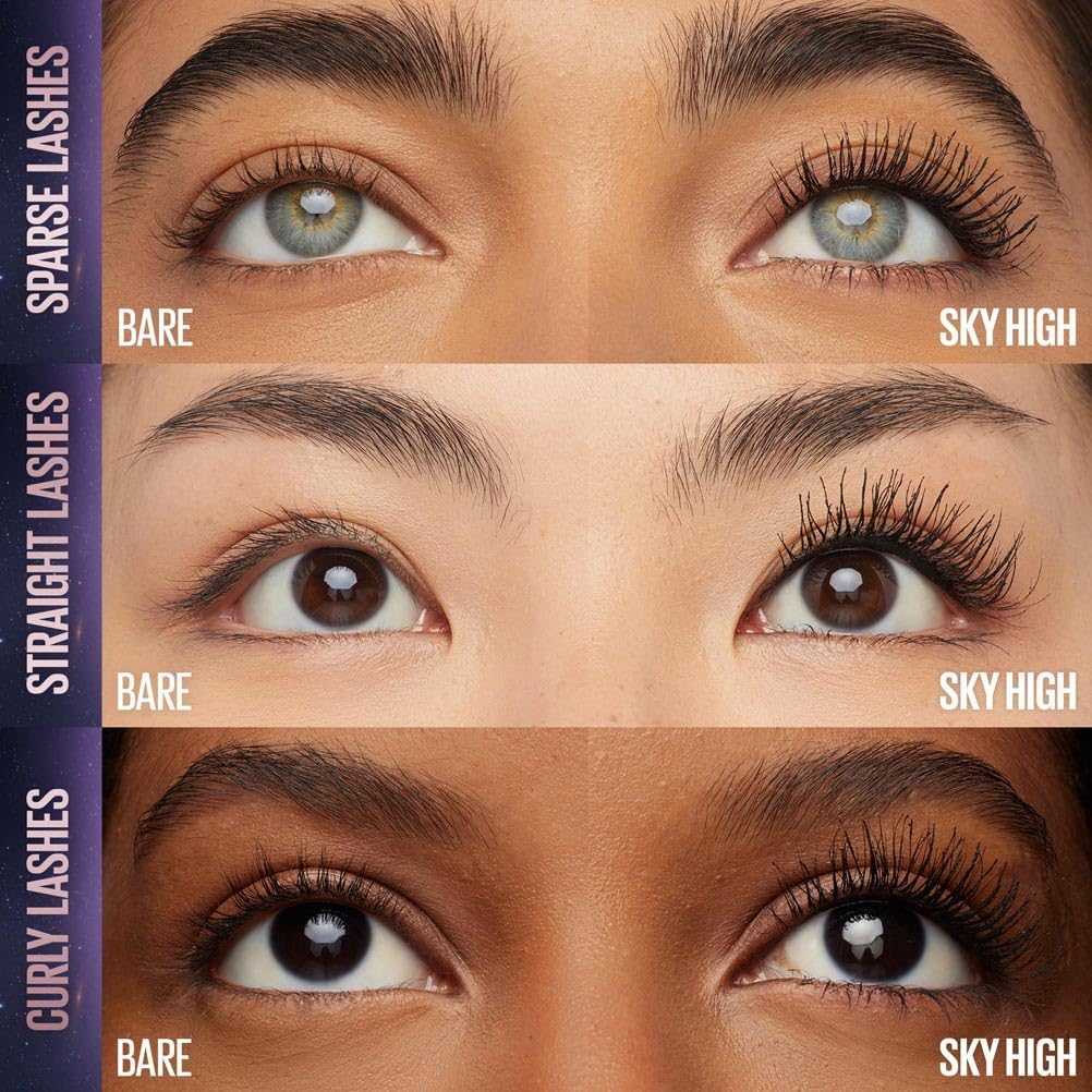 Maybelline Lash Sensational Sky High Mascara, Volumising & Lengthening Mascara, Washable Flake-Free Formula Infused with Bamboo Extract & Fibres, 7.2 ml, Shade: 01