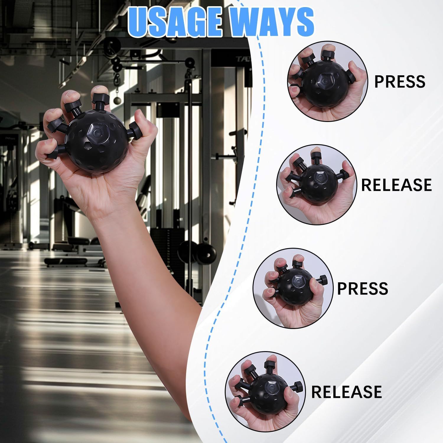 Gym Finger Hand Strengthener Grip Adjustable Resistance Hand Balls Gripper