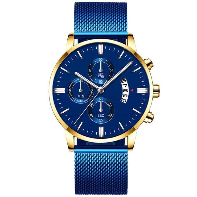 Men's Business Luxury Watches For Men Mesh Band Quartz Watch
