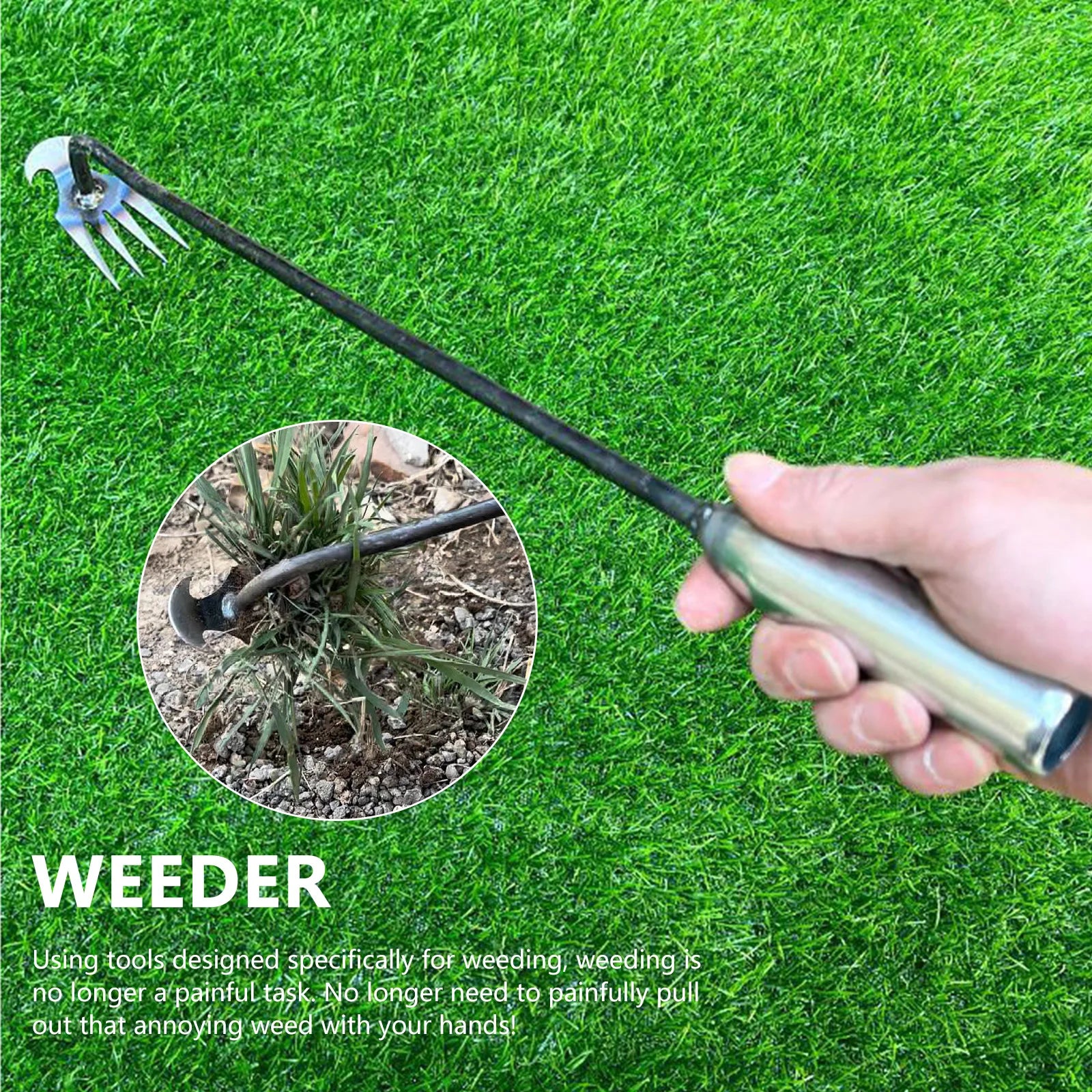 Hand Weeder Tool with Long Handle Manual Weed Digger