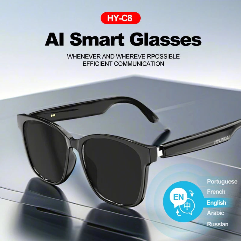 HY-C8 AI Smart Glasses Intelligent Real-time Language Translator Bluetooth Sunglasses