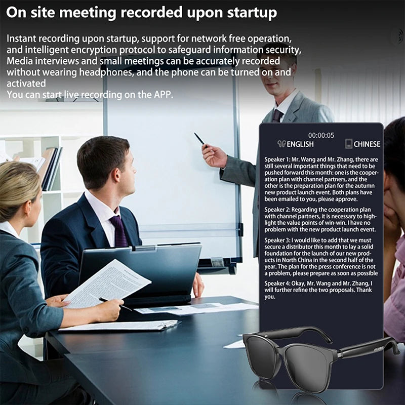 HY-C8 AI Smart Glasses Intelligent Real-time Language Translator Bluetooth Sunglasses
