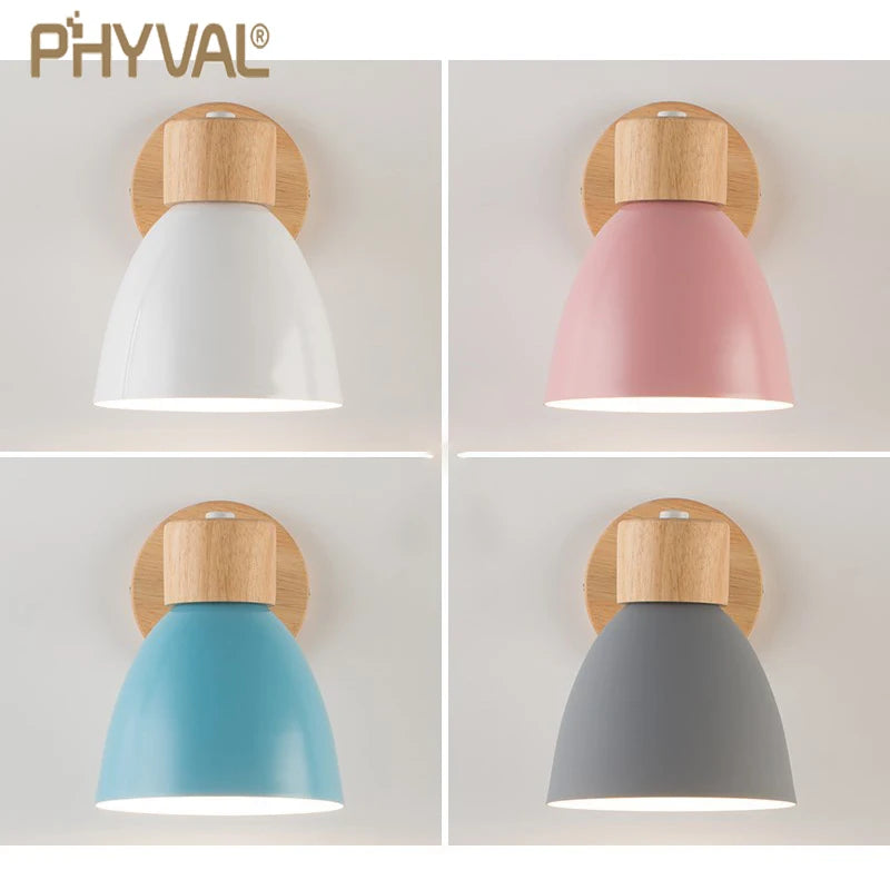 Wooden Nordic Wall Lamp With Switch Modern Wall Sconce For Bedroom