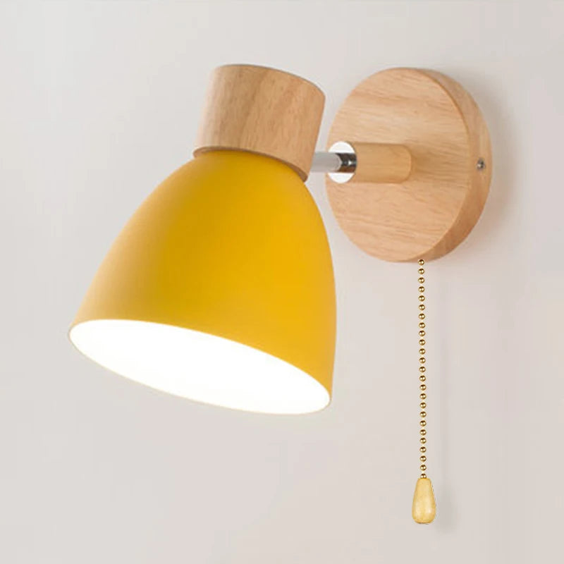Wooden Nordic Wall Lamp With Switch Modern Wall Sconce For Bedroom