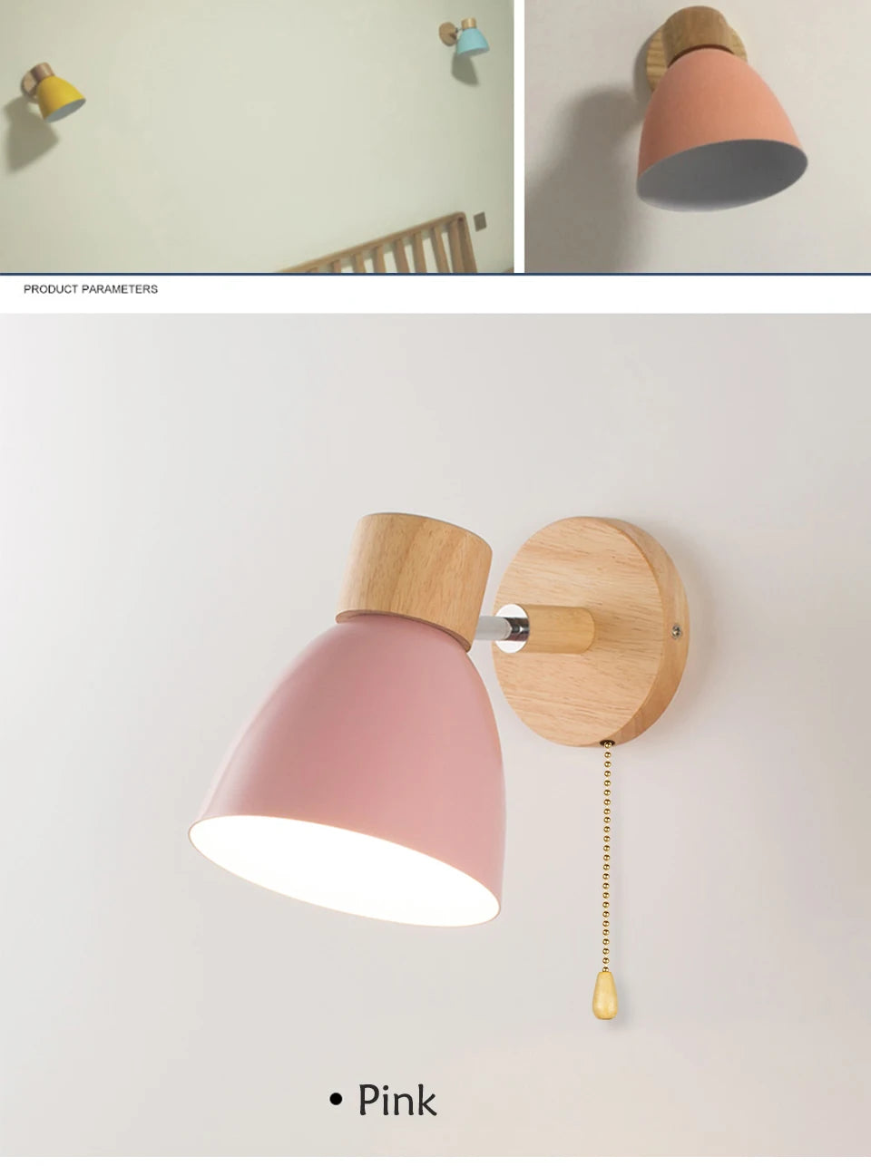 Wooden Nordic Wall Lamp With Switch Modern Wall Sconce For Bedroom