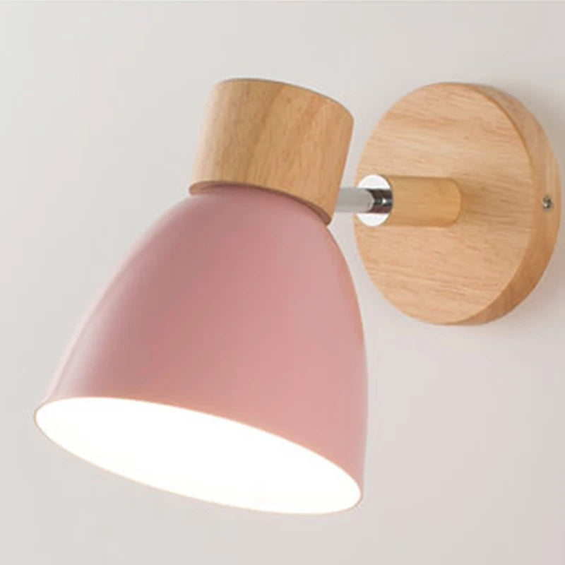 Wooden Nordic Wall Lamp With Switch Modern Wall Sconce For Bedroom