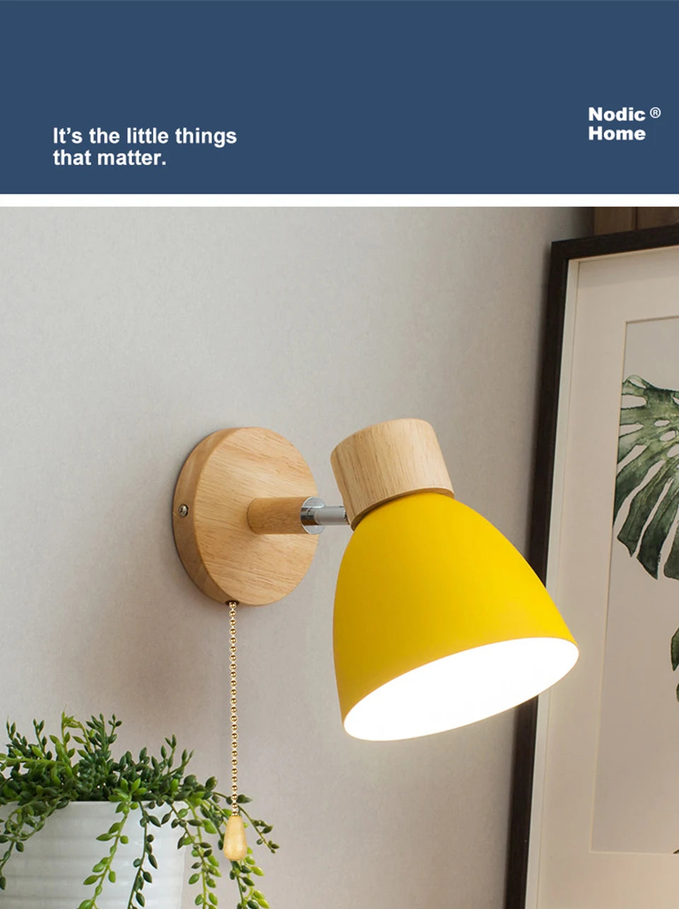 Wooden Nordic Wall Lamp With Switch Modern Wall Sconce For Bedroom