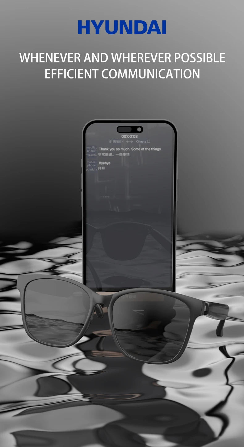 HY-C8 AI Smart Glasses Intelligent Real-time Language Translator Bluetooth Sunglasses