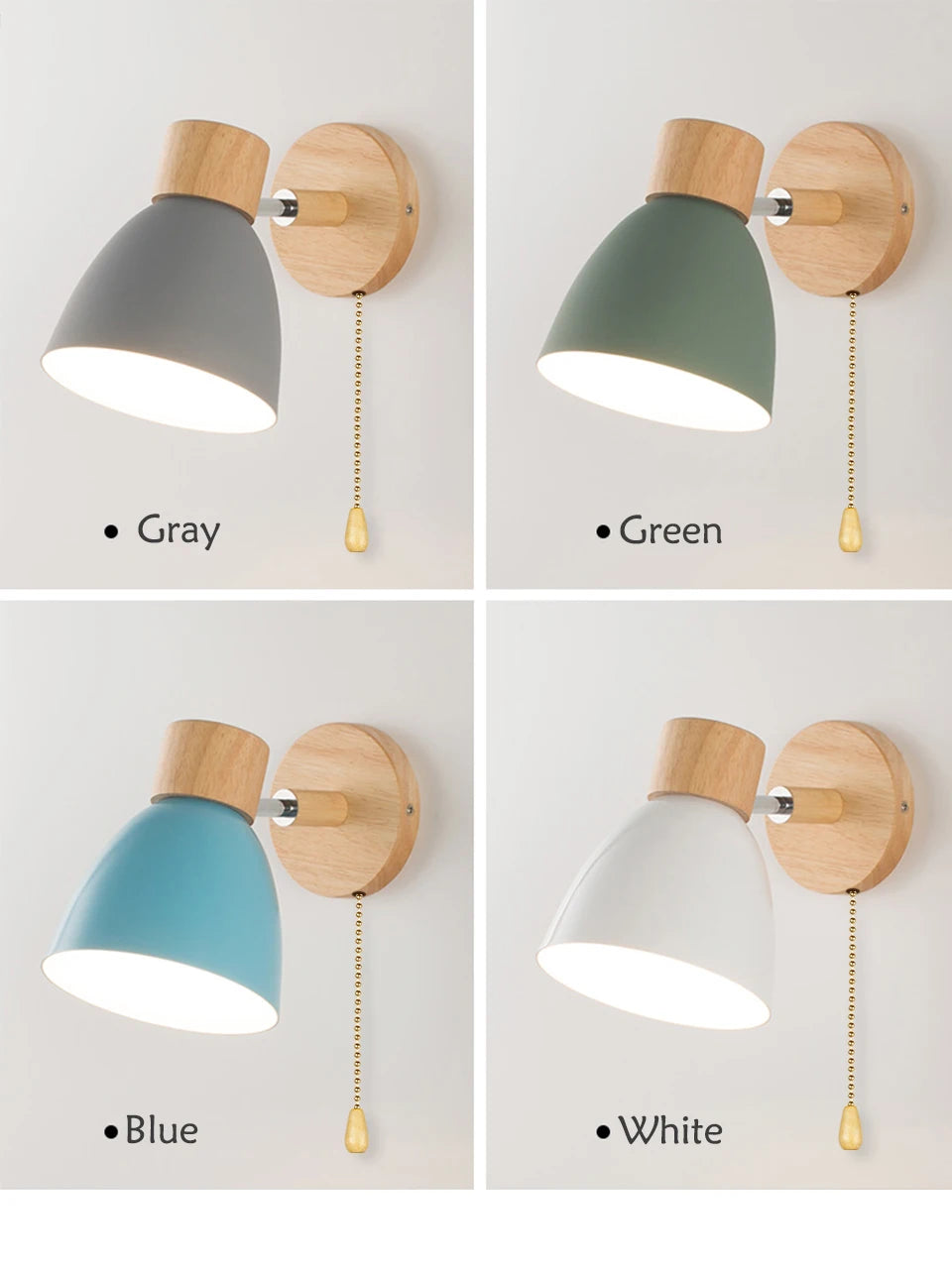 Wooden Nordic Wall Lamp With Switch Modern Wall Sconce For Bedroom