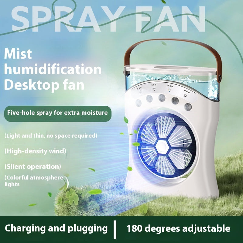 Portable Mini Humidifier Fan Water Spraying Fan Rechargeable Air Cooler
