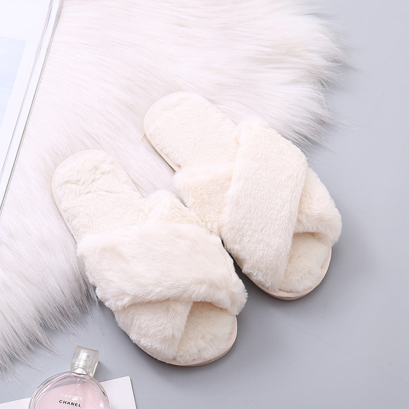 Slippers Women Indoor Plush Thick-soled Home Household Furry Non-slip Soft Bottom Summer