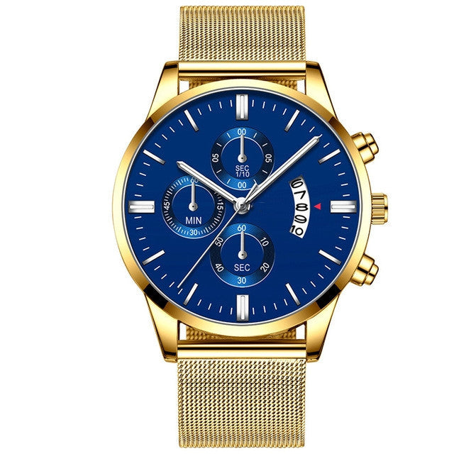 Men's Business Luxury Watches For Men Mesh Band Quartz Watch